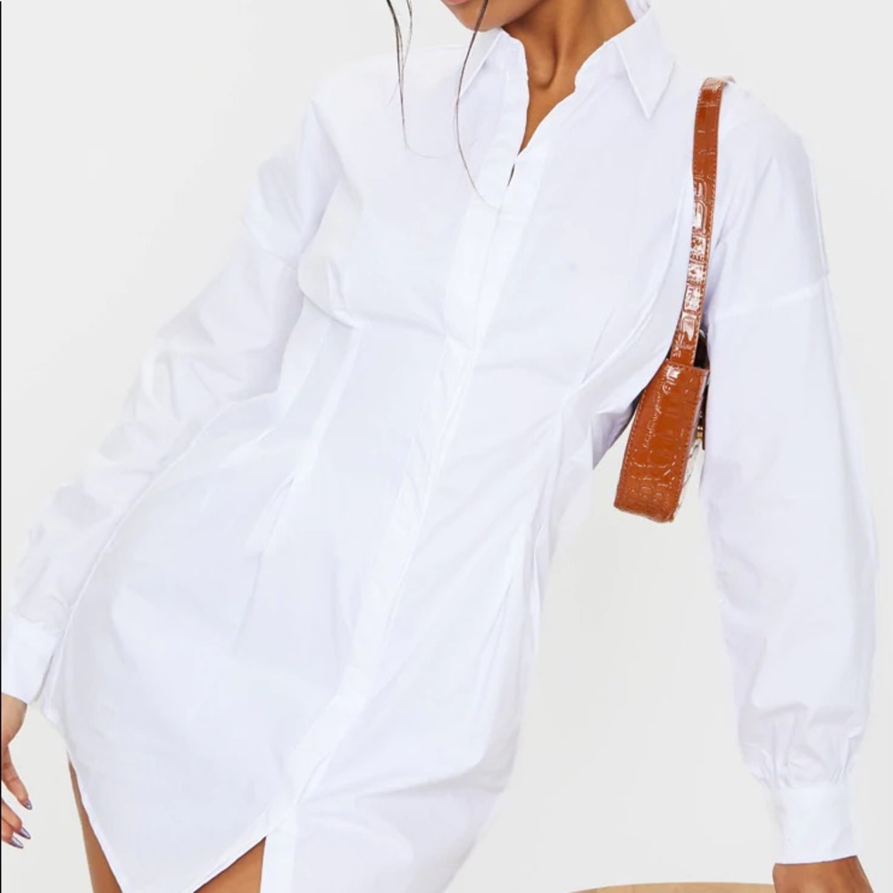 Pretty little thing white button up Shirt dress